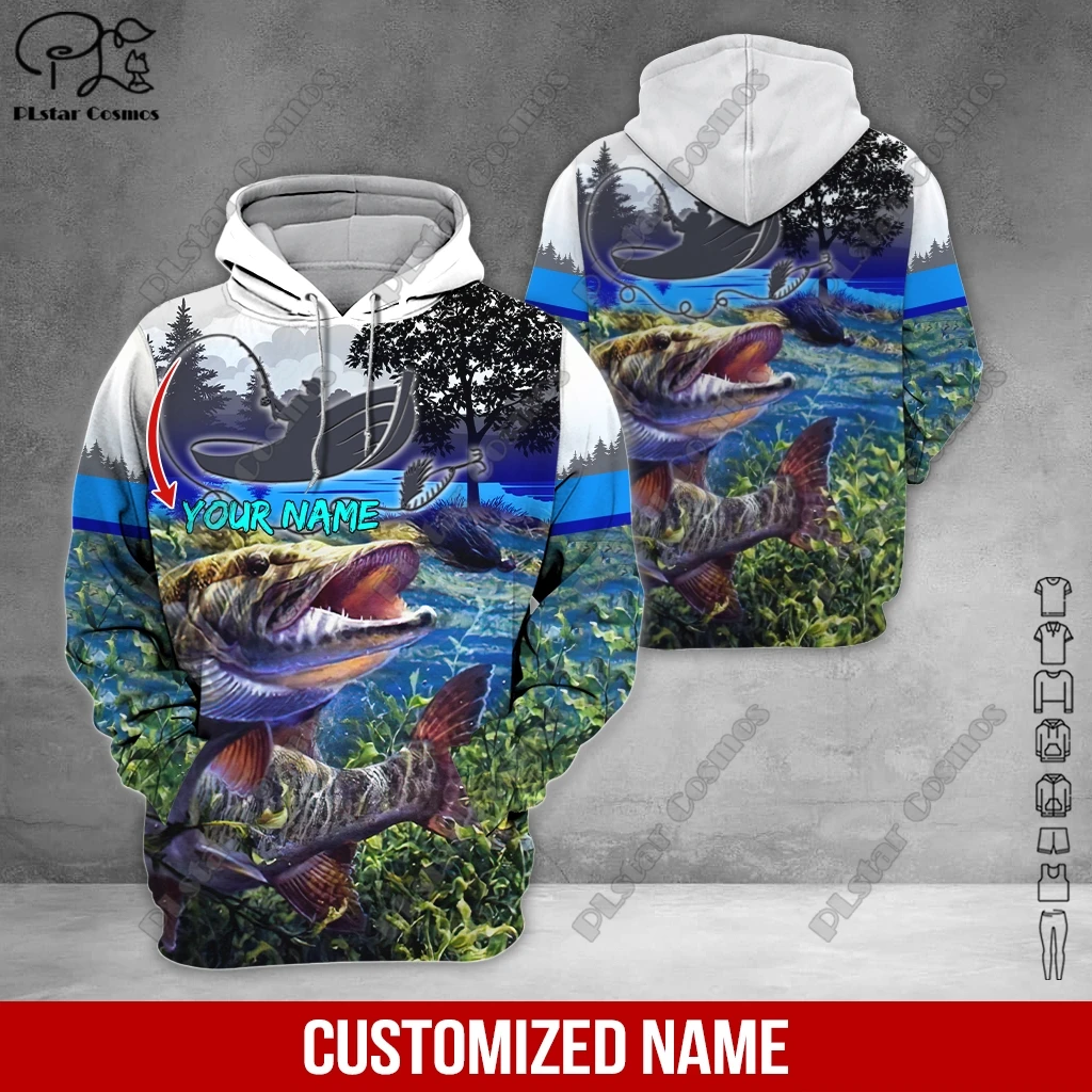 

PLstar Cosmos 3D Printing Custom Name Unisex 2023 New Unique Hoodie Street Casual Sea Fishing Hobby Fishing Series 1