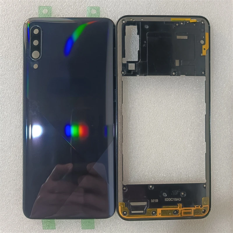 For Samsung Galaxy A30s A307 A307F A307G Full Housing Case Middle Frame + Battery Back Cover Rear Door With Camera Lens Replace