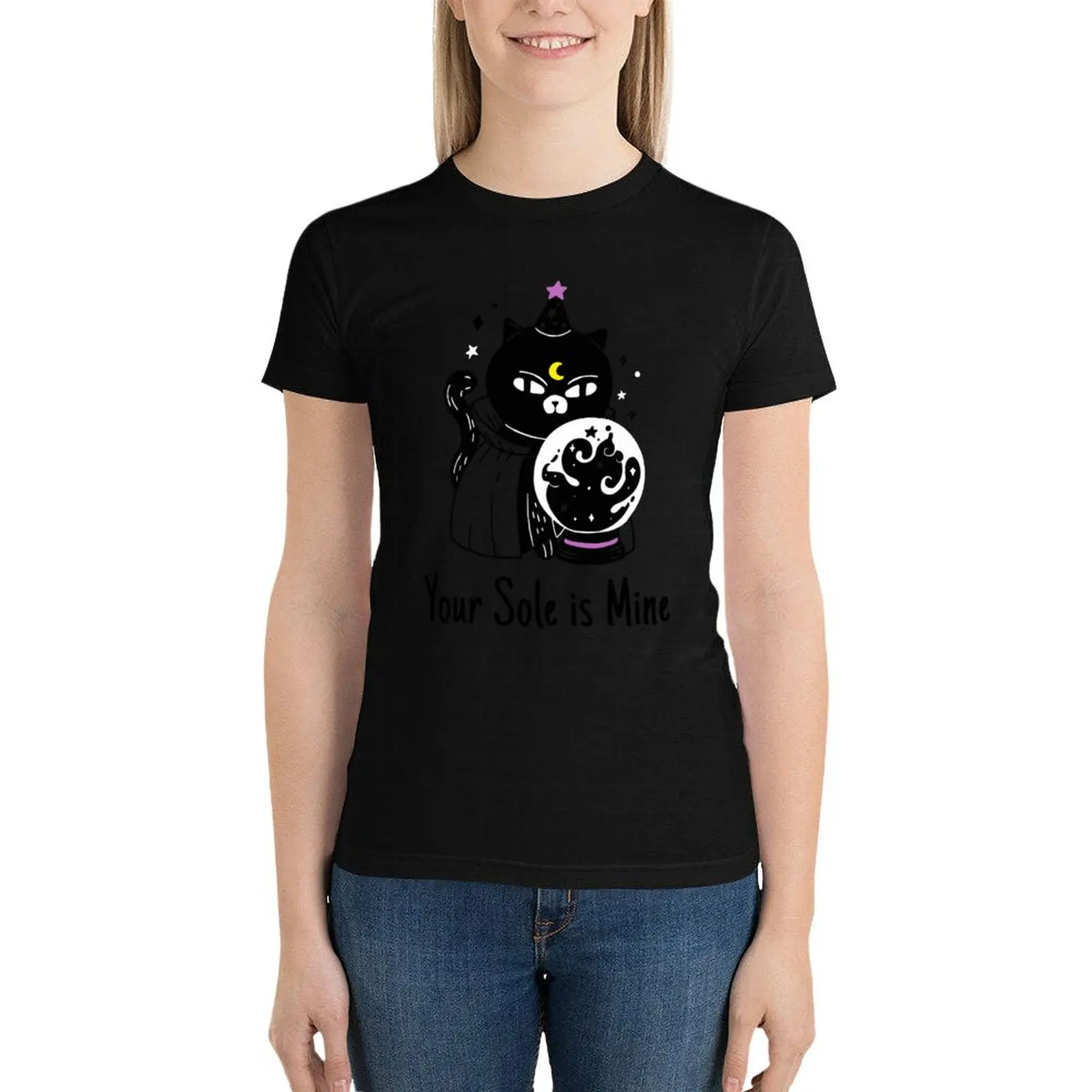 Your Sole is mine meaw Black cat T-Shirt plus size tops lady clothes cat shirts for Women