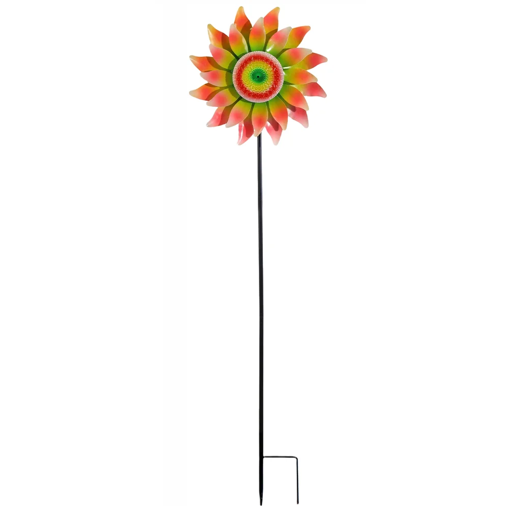 Iron Sunflower Wind Spinner with Welcome Text Rustic Garden Decor for Yard Lawn Patio Deck and Front Entrance Landscaping