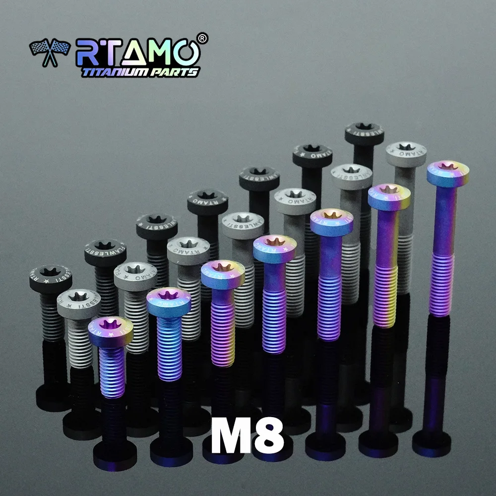 

RTAMO Gr5 Titanium Bolt M8x20/25/30/35/40/45/50mm Matte Screw Sandblasted Bolt Modified Screw for Bike Motorcycle