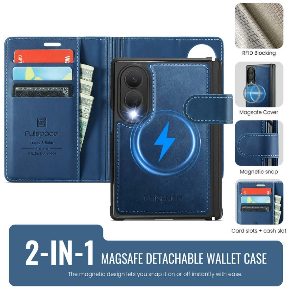 Etui Z Fold8 5G 2026 Flip Case do Samsung Galaxy Z Fold 8 2w1 Odpinany Skórzany Portfel Magnetyczny Funda do Galaxy Z Fold8 Szeroka Osłona — zdjęcie produktu 2