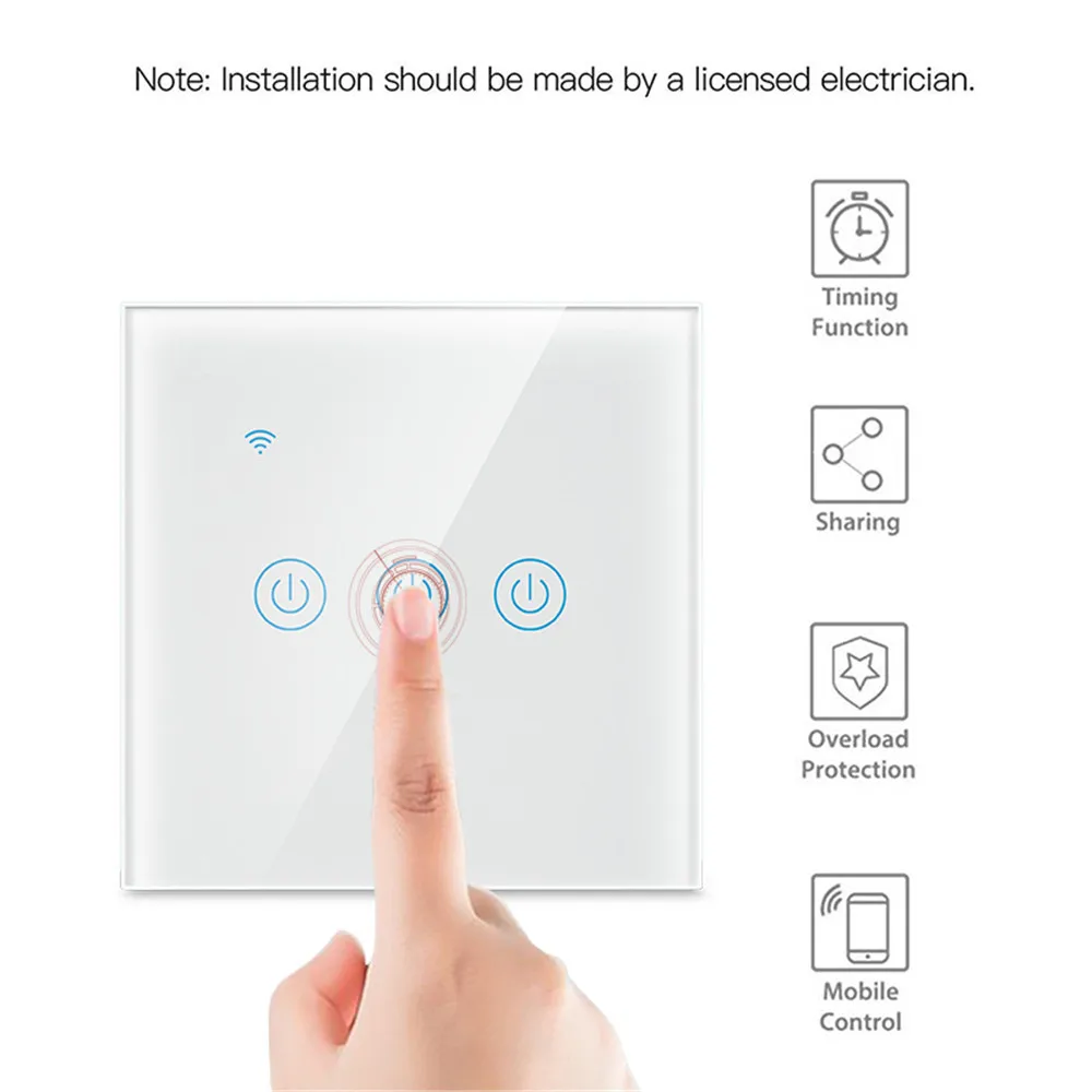 Golden Security Tuya Light Switch ZigBee Smart Home Touch Glass Wall Switch EU Wall Switch Alexa Google Home Assistant