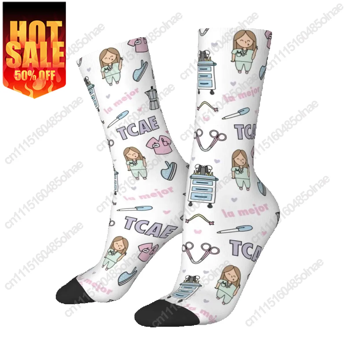 Cute Women Doctor Enfermera En Sock Apuros Accessories Cartoon Ladies Nurse Merch Socks Graphic Stockings All Season