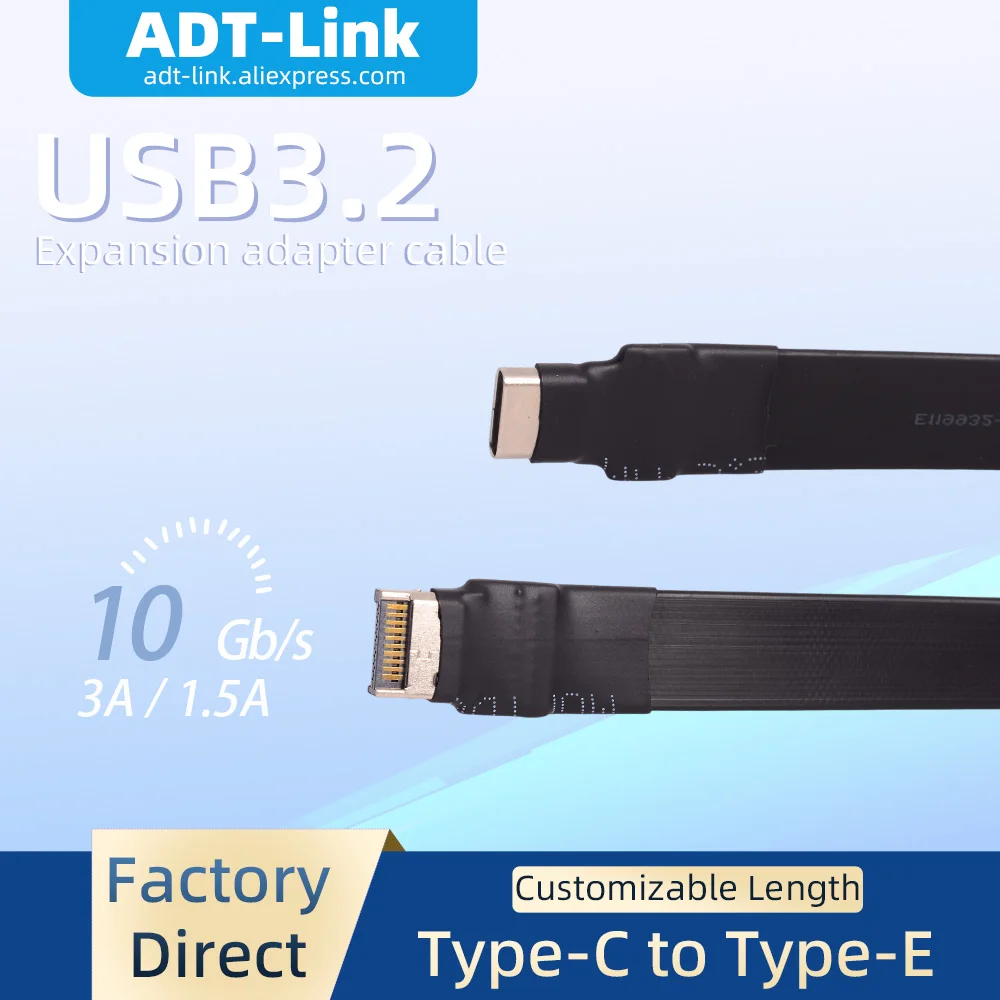 

ADT-Link 10Gbps USB 3.2 Type C Front Panel Header Extension Cable Type E 19/20P To USB 3.2 Type C Female Cable Gen2 Cable