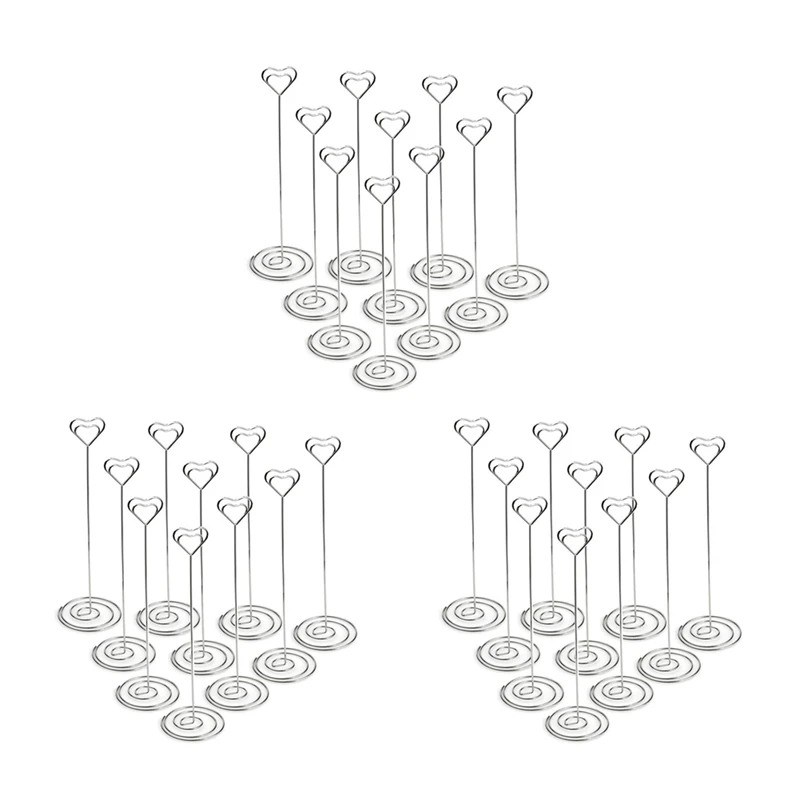 30Pcs 8.6 Inch Tall Place Card Holders Heart Shape Table Number Holder Stands Picture Photo Note Memo Clip For Wedding