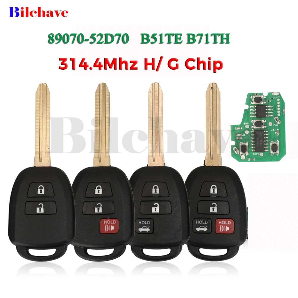 Jingyuqin 314.4Mhz H/G Chip B51TE B71TH TOKAI RIKA 89070-52D70 Voor Toyota Yaris 2012-2017 Afstandsbediening autosleutel TOY43 Blade