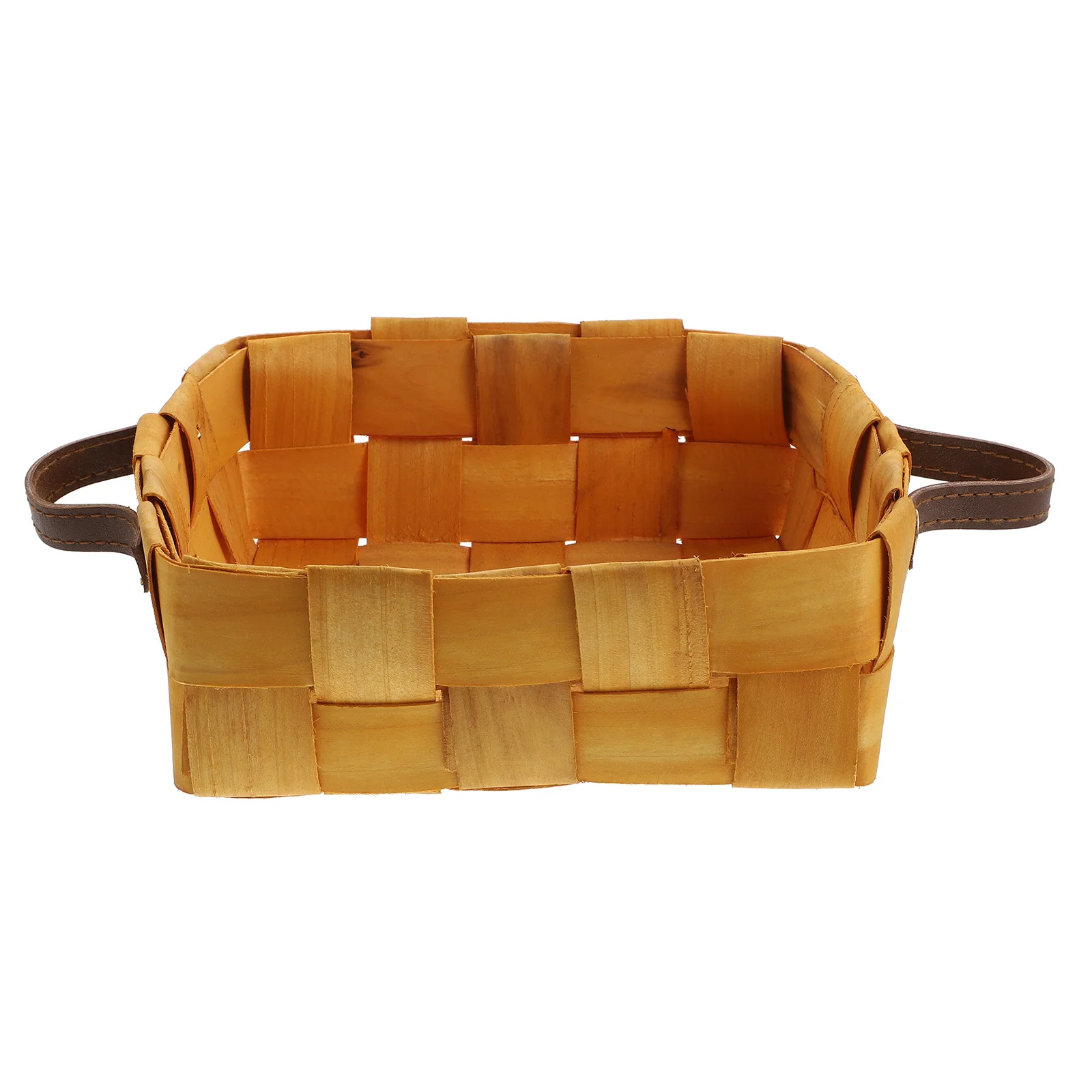 

1Pcs Handwoven Storage Basket Wooden Handle Fruit Holder Portable Multipurpose Basket Decorative Picnic Container Home Use