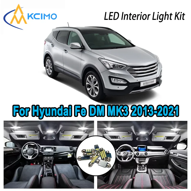 

High-Quality LED Interior Kit for Hyundai Santa Fe Santafe III IV 2013-2021 Premium Error-Free Dome Map Trunk Automotive Lamps
