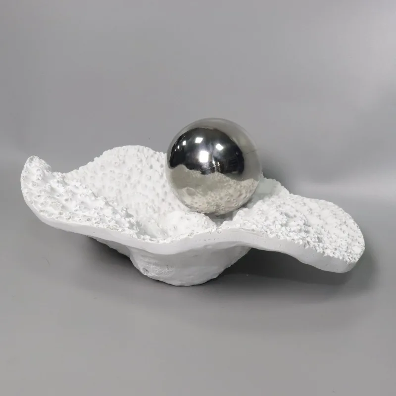Modern simple white coral fruit plate creative home model room villa dining table coffee table tray ornament soft decoration