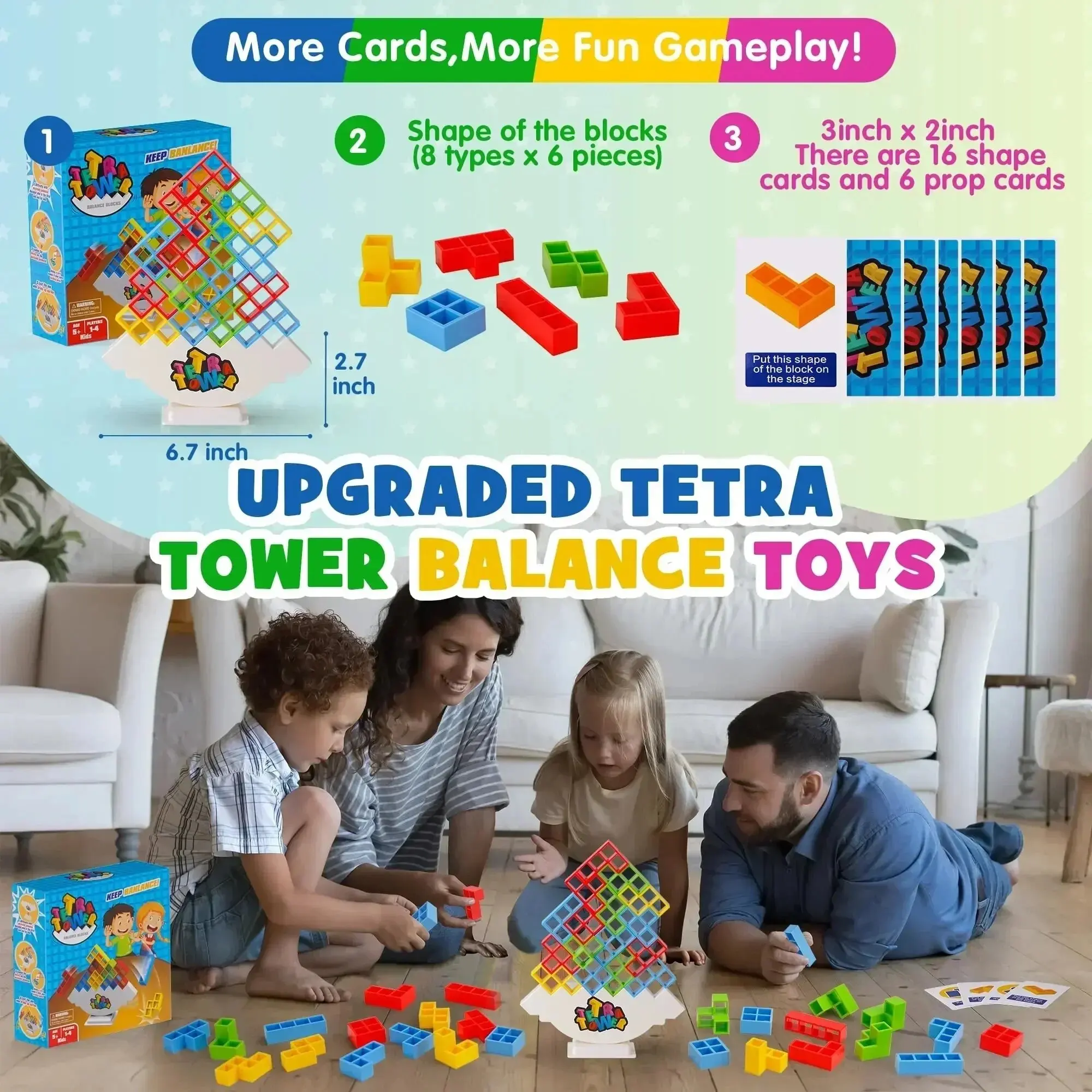 Puzzle Tetra Tower Fun Balance Stacking Building Blocks Gra planszowa dla dzieci Dorośli Przyjaciele Zespół Akademik Gra rodzinna Nocna impreza