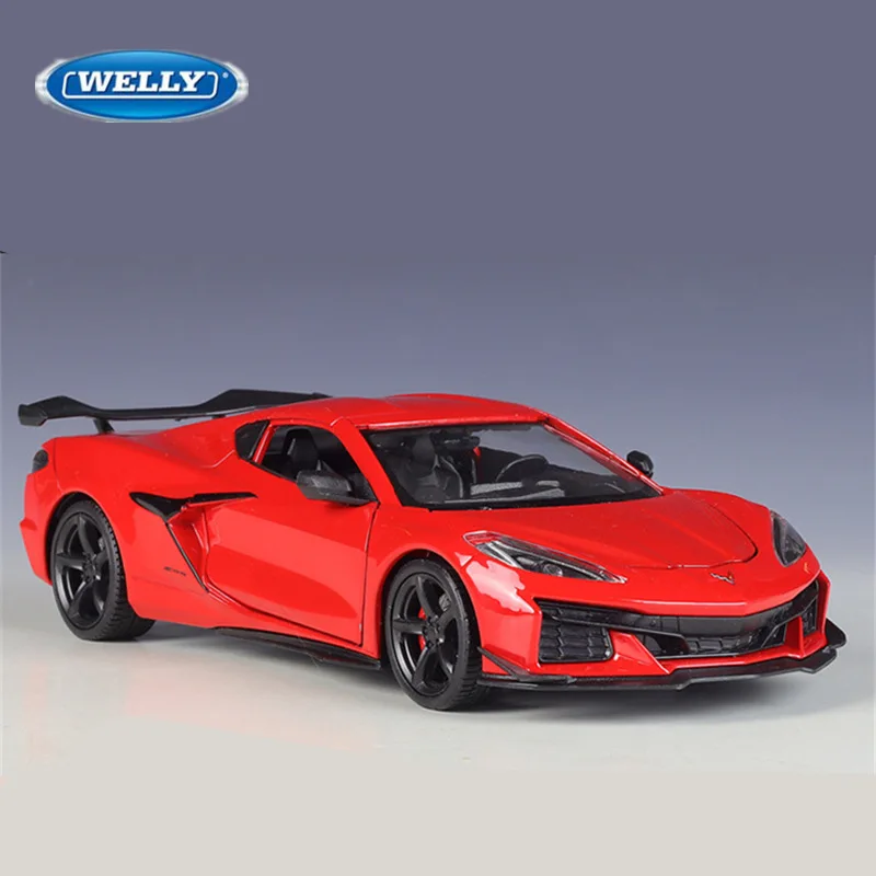 

Модель спортивного автомобиля WELLY 1:24 2023 Chevrolet Corvette Z06, из сплава