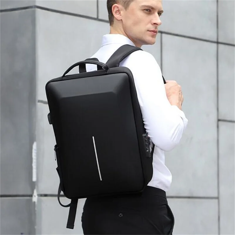 Black Hard Shell Bag Leisure Commuting Waterproof Lightweight Business Backpack Men\'s Backpack Anti-theft Lock Computer Bag