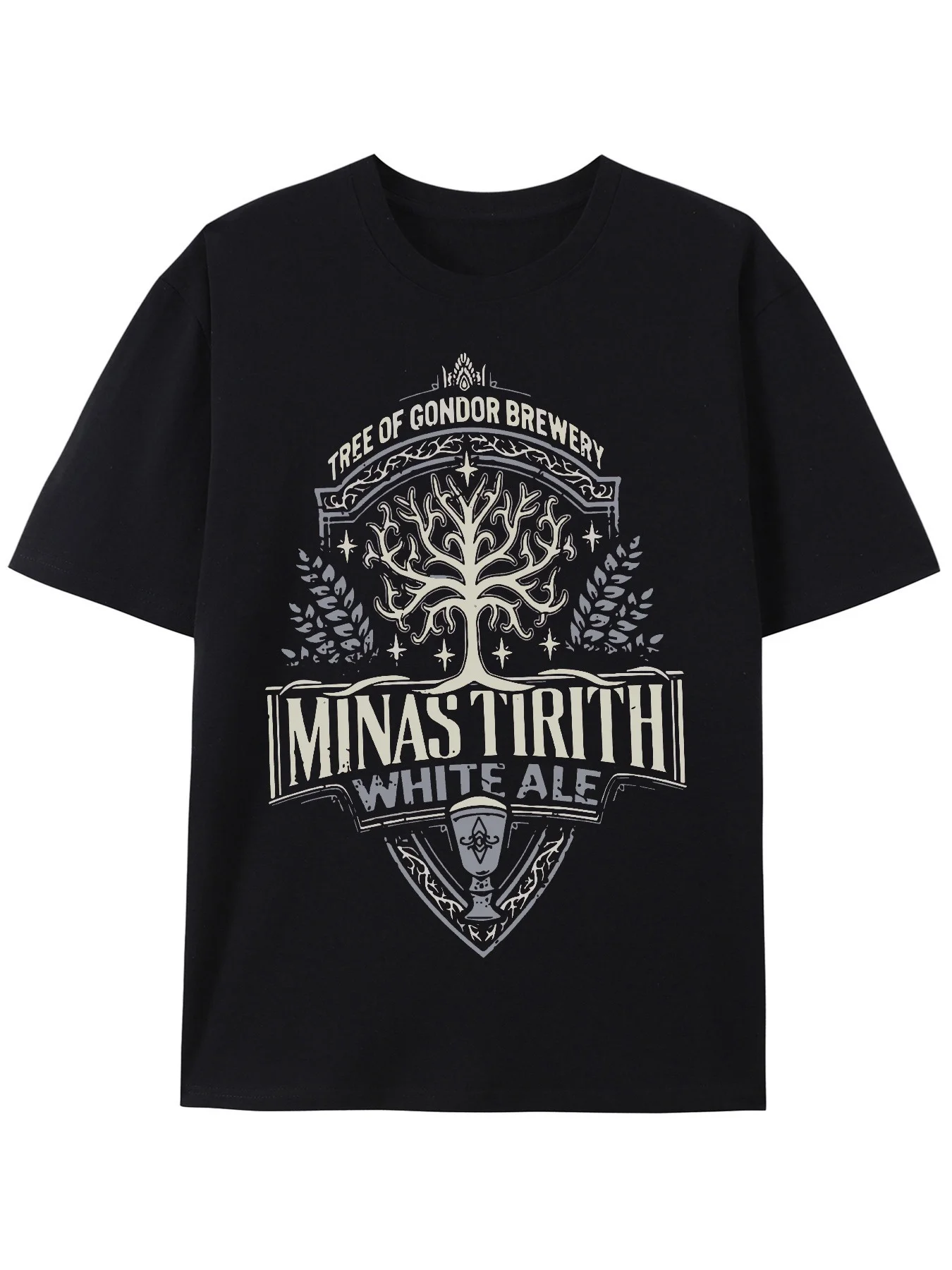 

Мужская футболка с рисунком Fantasy Forest Creatures — 100% хлопок, черная с мифическим эльфом, повседневная футболка с круглым вырезом для всех сезонов