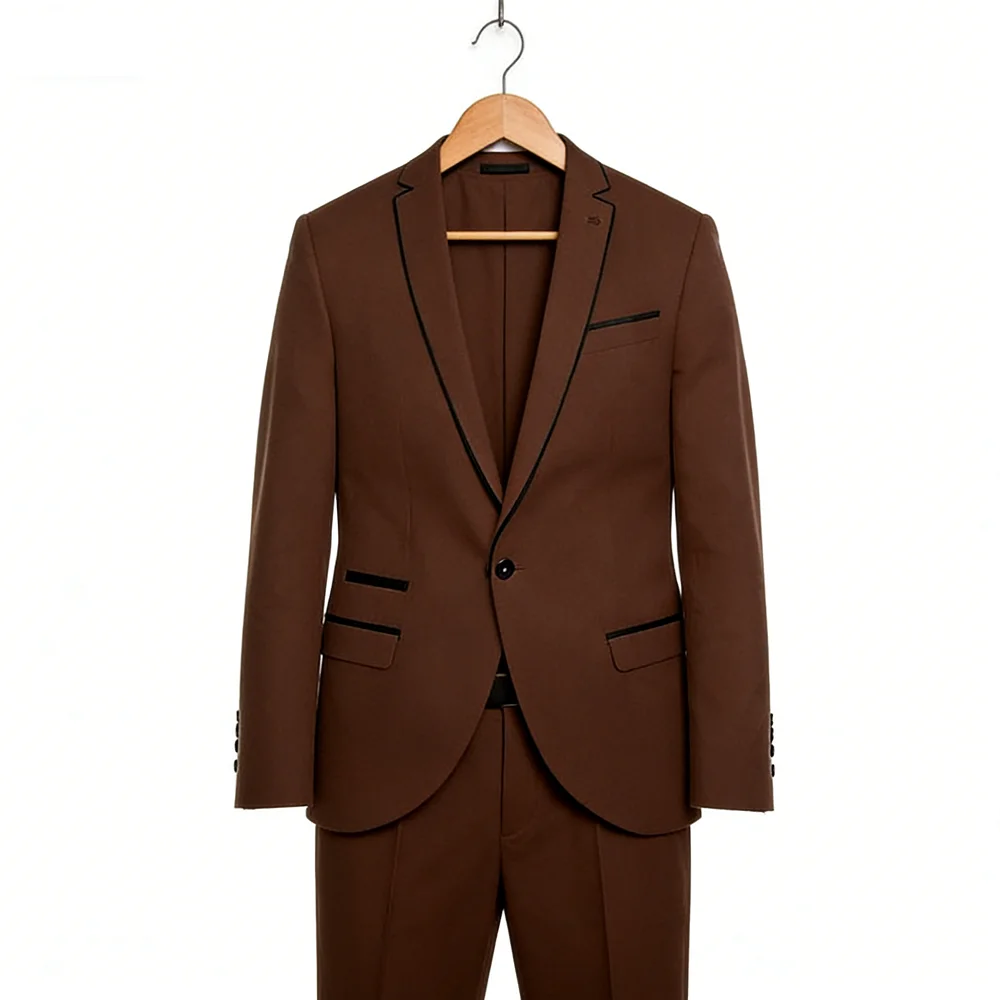 

Классический мужской костюм-тройка с одной пуговицей, приталенный, для свадьбы, для жениха, для торжественных мероприятий, повседневный, деловой, 2-х предметный комплект: пиджак и брюки