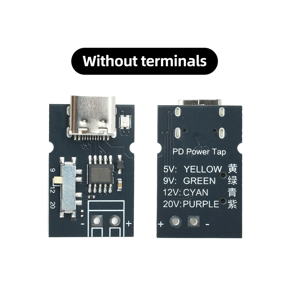 PD QC Deception Board Trigger Fast Charge Module Type-C 4 Color Indicator DC 5-20V Adjustable Voltage Boost Charging Module