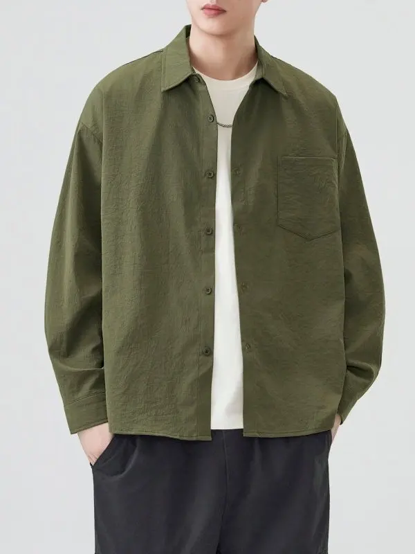 

Мужской повседневный кардиган на весну-осень с длинным рукавом, однотонный, с отложным воротником, модный, простой и стильный