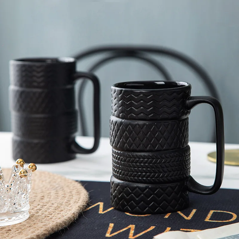 Creative Coffee Mug Large Capacity Ceramic Cup Personality Tire Shaped Cup Novelty Tea Milk Mug Water Bottle Drinkware Gift
