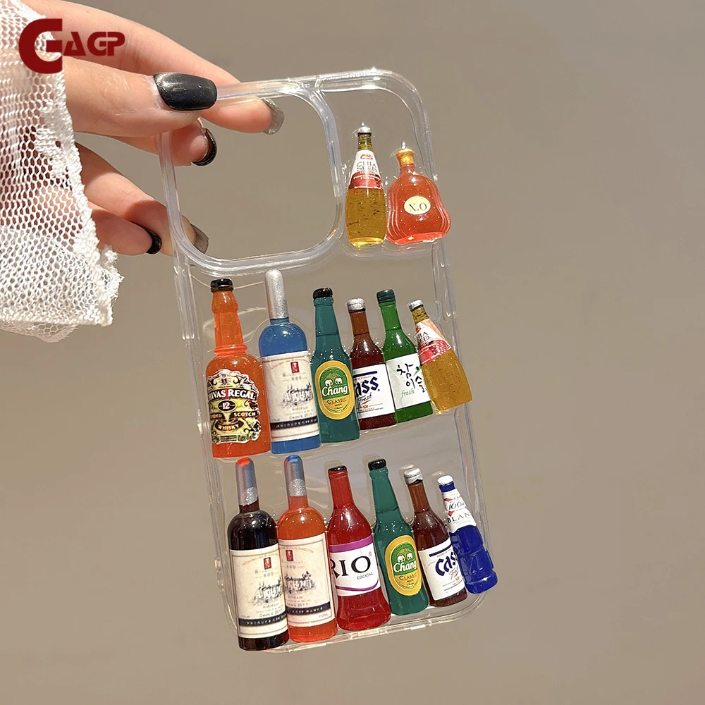 Wine Plus Beer - Ins Kreative Spaßige Mini-Weinflaschen-Handyhülle für iPhone