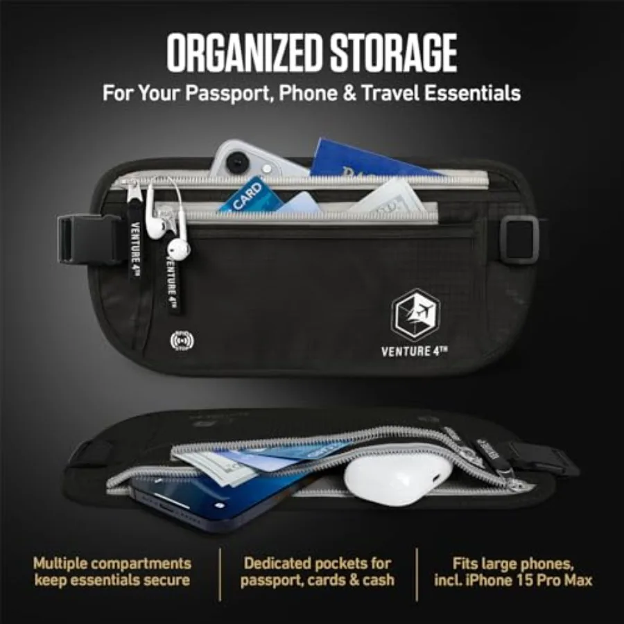Money Belt for Travel Slim Hidden Under-Clothes RFID Blocking Anti-Theft Passport Holder and Travel Wallet Pouch for Men and Wo view 5