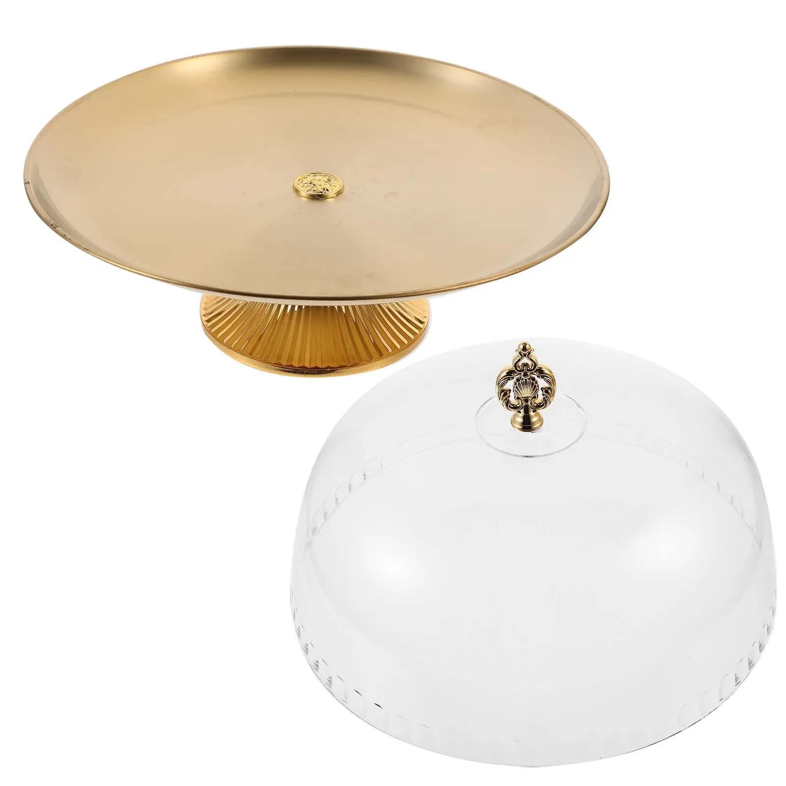 

Stainless Steel Cake Stand 12 Inch Dome Plate Dessert Display Tray Cupcake Holder Pastry Platter Food Serving Glass Kitchen Bar