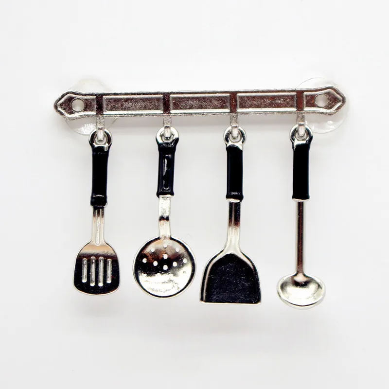 1set Dollhouse Vertical Hanging Spatula Soup Spoon Funnel Miniature Kitchen Scene Tools Simulation