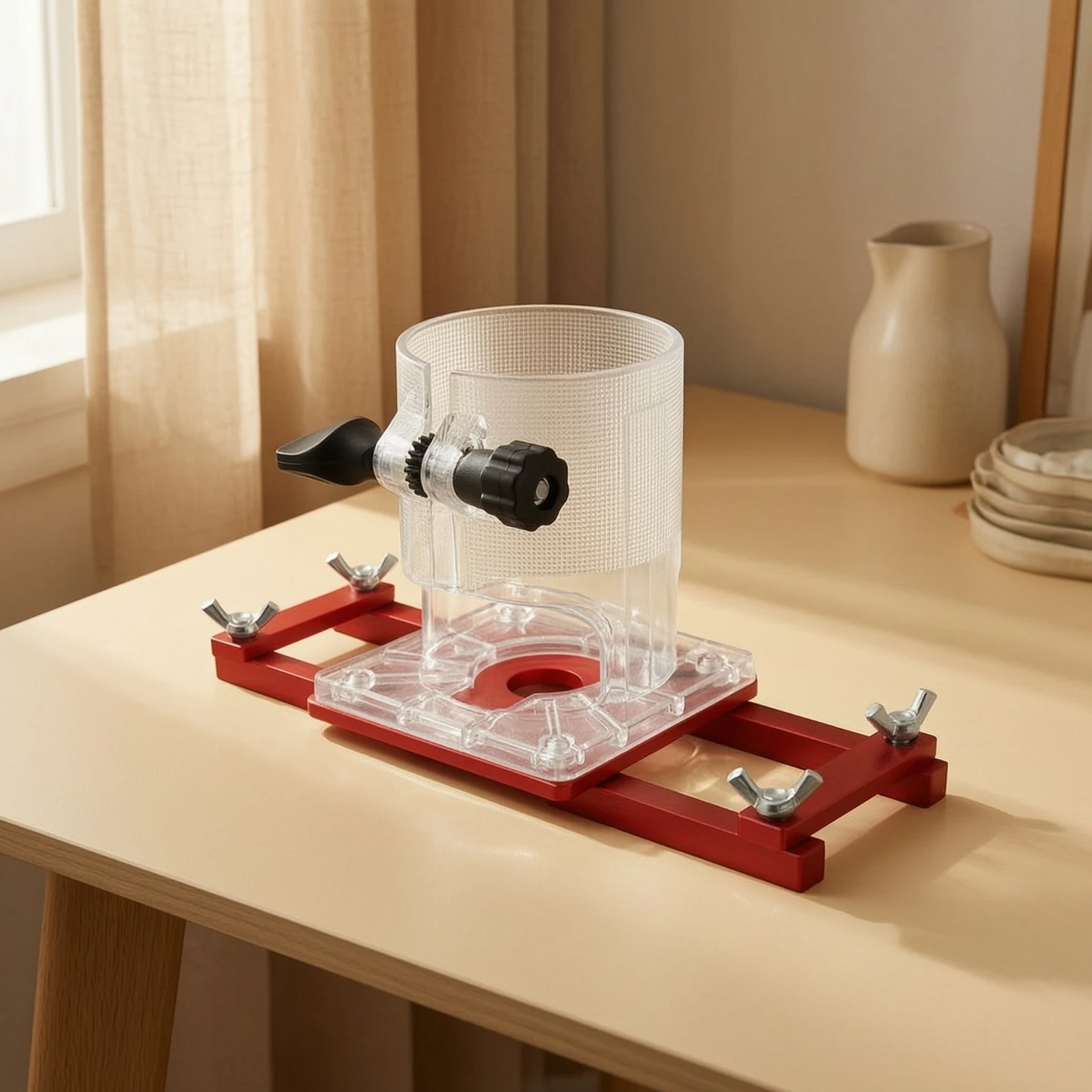 Router Slotting Guide Fixture Stable Router Guide with Transparent Guard Positioning Bracket Sturdy Easy to Use for Woodworkers view 3