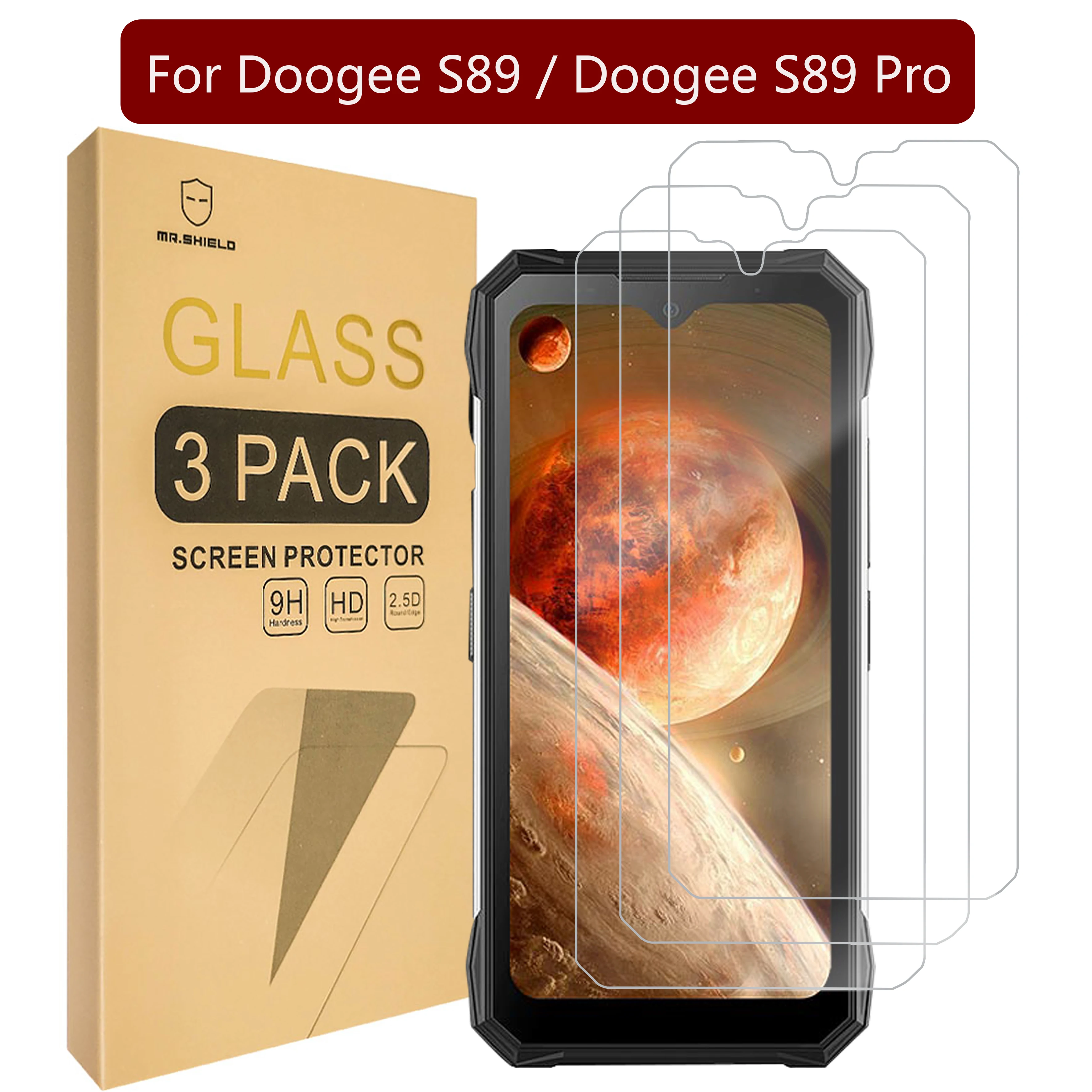 Mr.Shield [3-Pack] Screen Protector For Doogee S89 / Doogee S89 Pro [Tempered Glass] [Japan Glass with 9H Hardness]