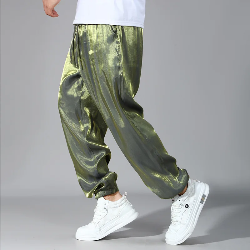 Jogger Pants Plus Size 12XL Fashion Casual Smooth Reflective Pants Male Big Size Joggers Elastic Waist