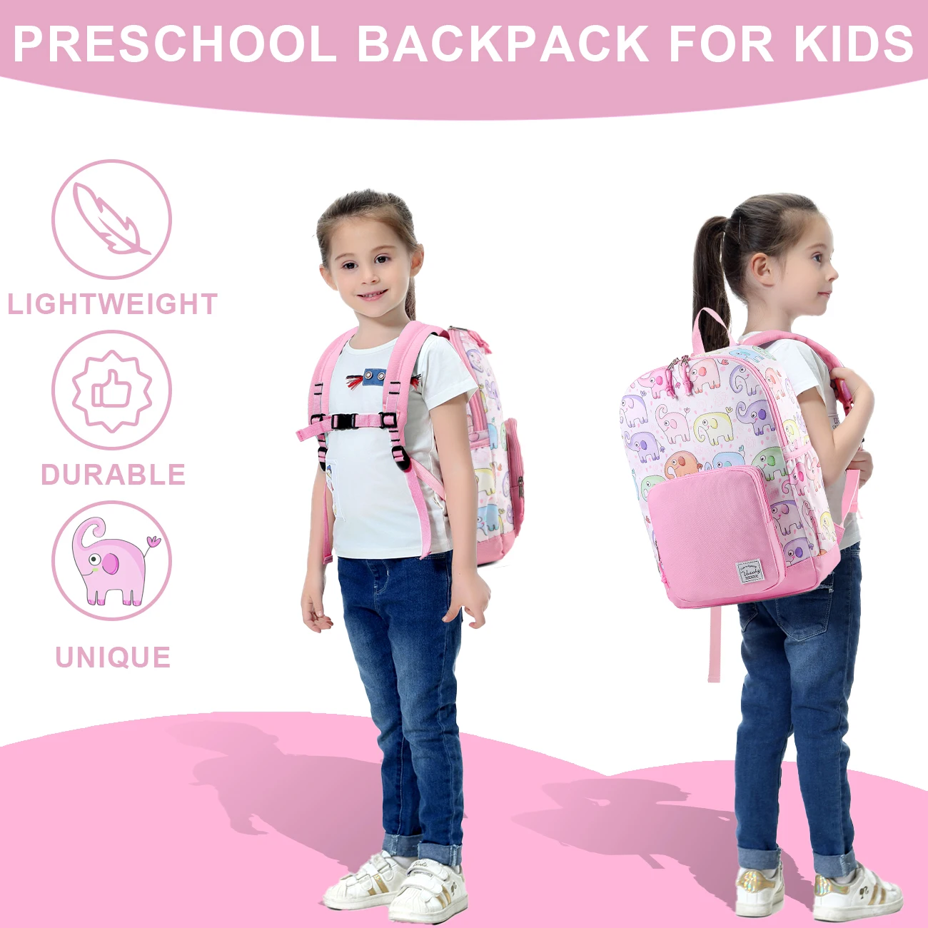 Kids Backpack for Girls Preschool Elementary Kindergarten School Bag 15.6″ Multifunctional Cute Large Capacity