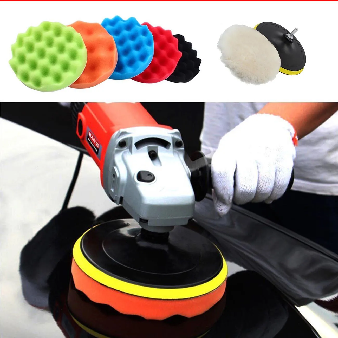 5inch 12ps Car Polishing Pads Drill Sponge Buffing Waxing Clean Polish Buffer Pad for Drill Wheel Polisher Waxer