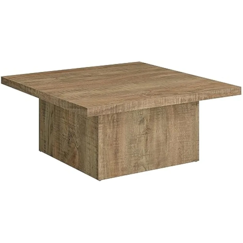 

Zetta Square Cocktail Living Room Coffee Table Engineered Eco-Friendly Wood Look Laminate Veneer Rustic Farmhouse Mango Brown