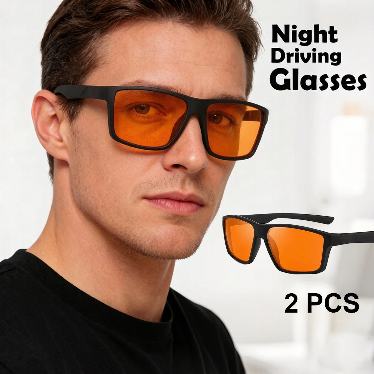 Gaming Glasses Blue Light - Kacamata Tidur Lensa Oranye 2-Pack, Kacamata
