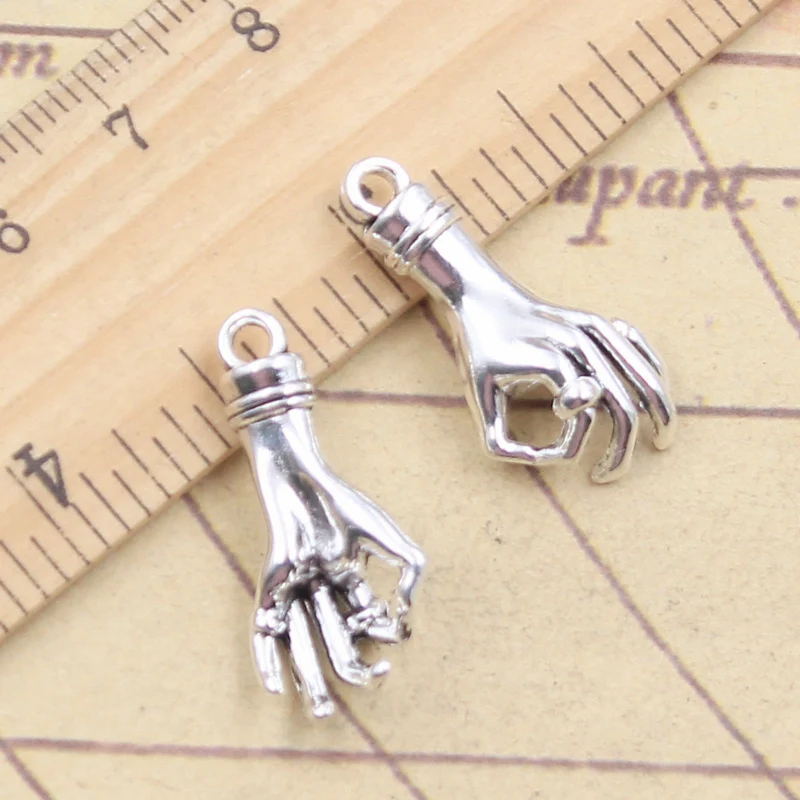 10pcs Charms Hand Gesture OK 25x12x5mm Tibetan Silver Color Pendants Antique Jewelry Making DIY Handmade Craft