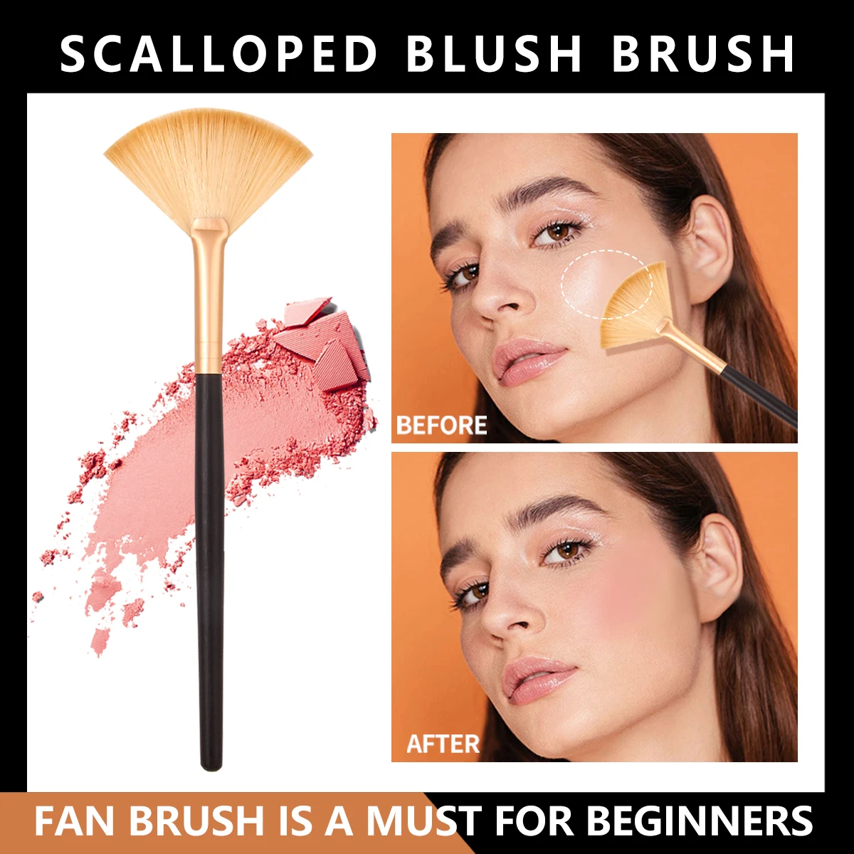 1ชิ้นแปรงกลอสทรงสูงรูปพัดสำหรับตาและจมูกแปรงกวาดผง kuas Rias ขนนุ่มรูปพัดลม