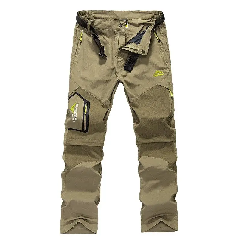 Homens Trekking Calças Outdoor Secagem Rápida Respirável Camping Calças Removível Shorts Caminhadas Caça Pesca Pant Free Belt