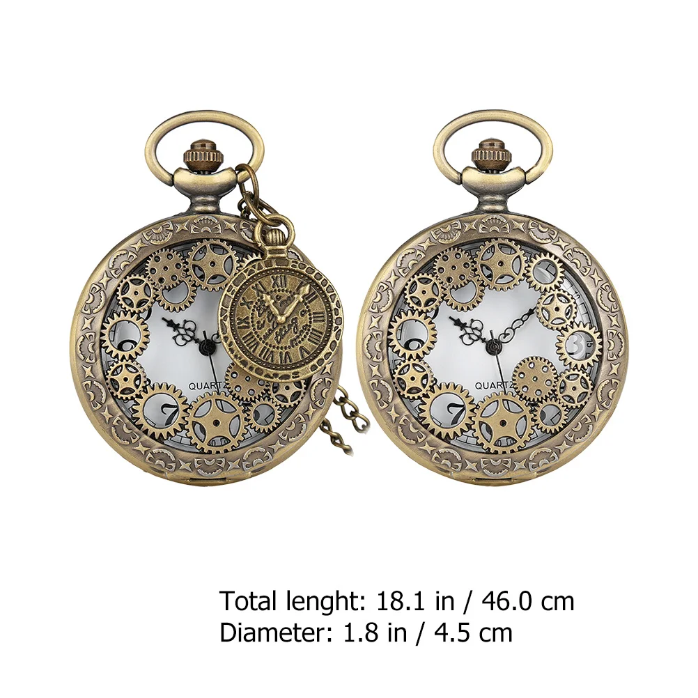 

2pcs Vintage Roman Dial Pocket Watch Small Lightweight Hanging Watch For Clothing Decor Accessories Gear Pendant