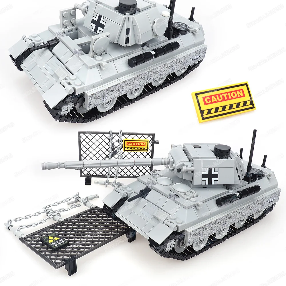 Military WW2 Panther Tank Building Block Assemble Army Figures Black Panther Main Battle Weapons Scenes Model Child Gift Boy Toy