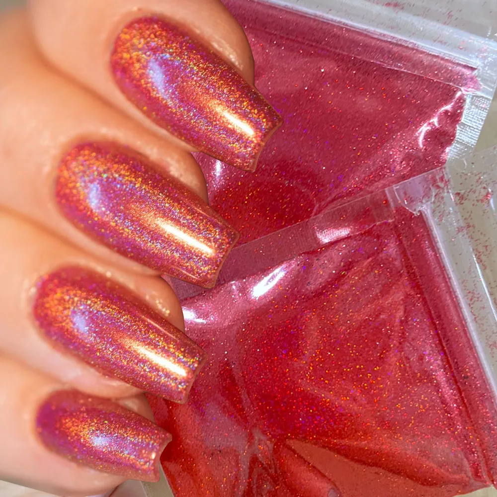 10g 0.2mm Laser Christmas Red Nail Glitter Powder Sparkly Holographic Chrome Ultra Fine Nail Pigment For Nail Gel Polish Dust