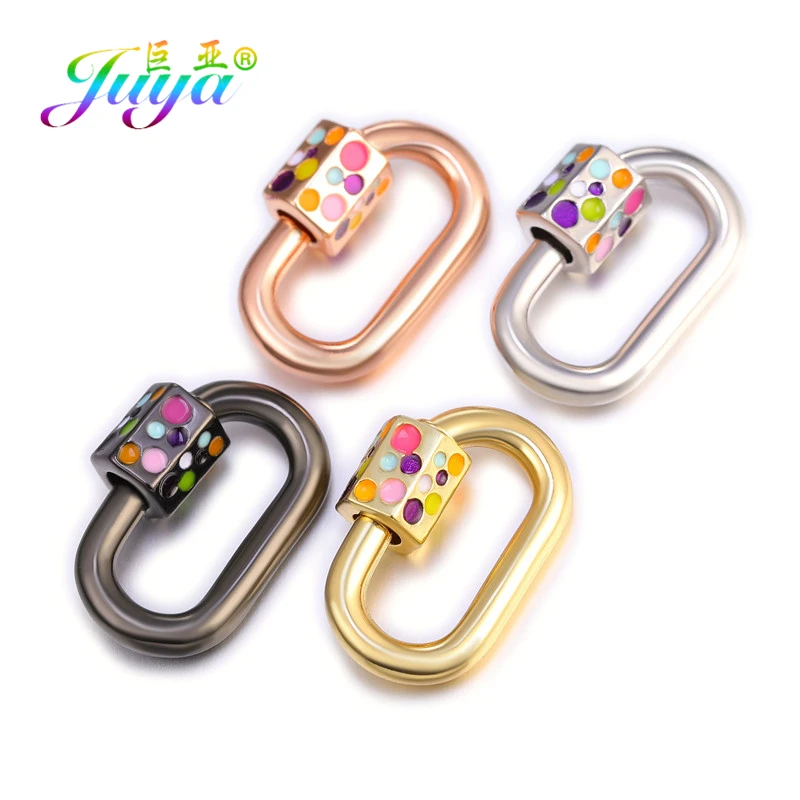 Juya 18K Plated Connector Decorative Fastener Screw Bolt Carabiner Clasps Accessories For DIY Mesh Chain Pendant Jewelry Making