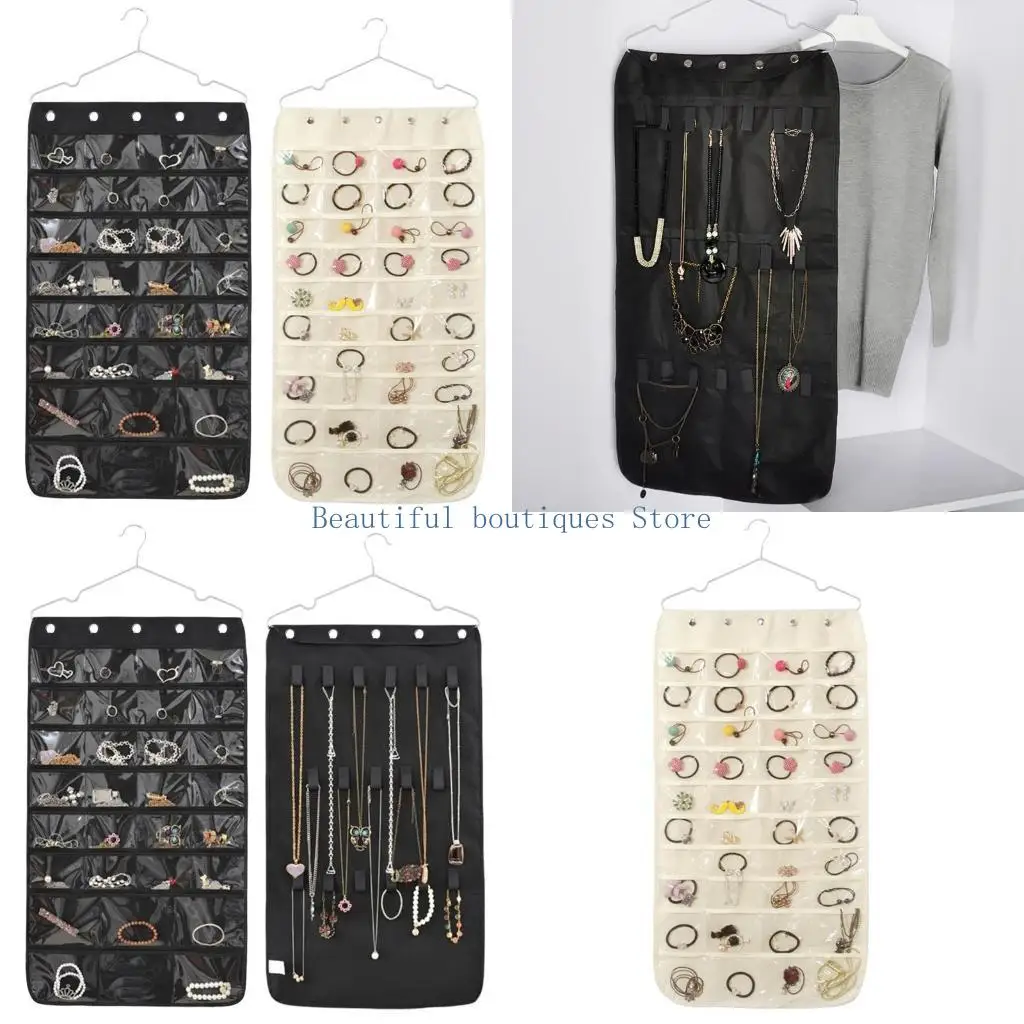 

U4LF двухсторонний держатель для ювелирных изделий, удобная подвесная сумка для хранения, органайзер для хранения ювелирных