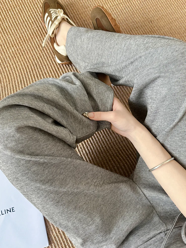 

Широкие брюки, бархатные женские осенние жаккардовые трапециевидные брюки в стиле минимализм, хипстерские городские выступления, вельветовый эластичный пояс против морщин