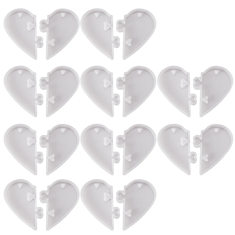 10 Pieces Couple Keychains Heart Silicone Mold for DIY Keychain or Jewelry Earring Necklace Pendant Handmade Craft