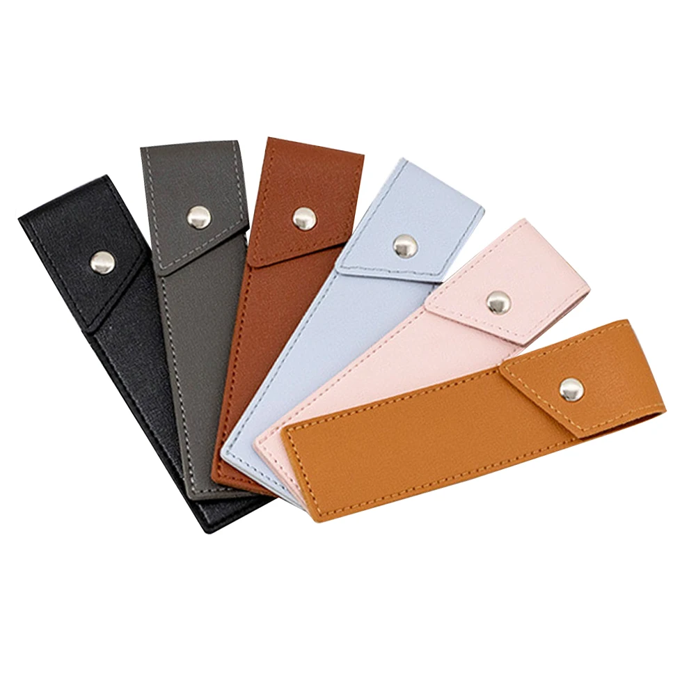 Pencil Case with Button Closure for Single Pen Holder Soft Faux Leather Pencilcase Protective Case