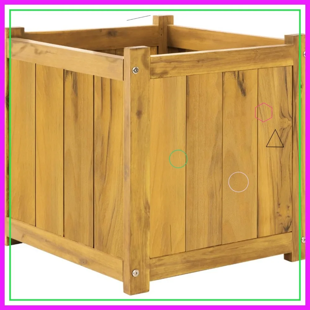 

Acacia Wood Flower Planter Box with Handles and Drainage Holes, Ideal for Outdoor Garden and Home Decor