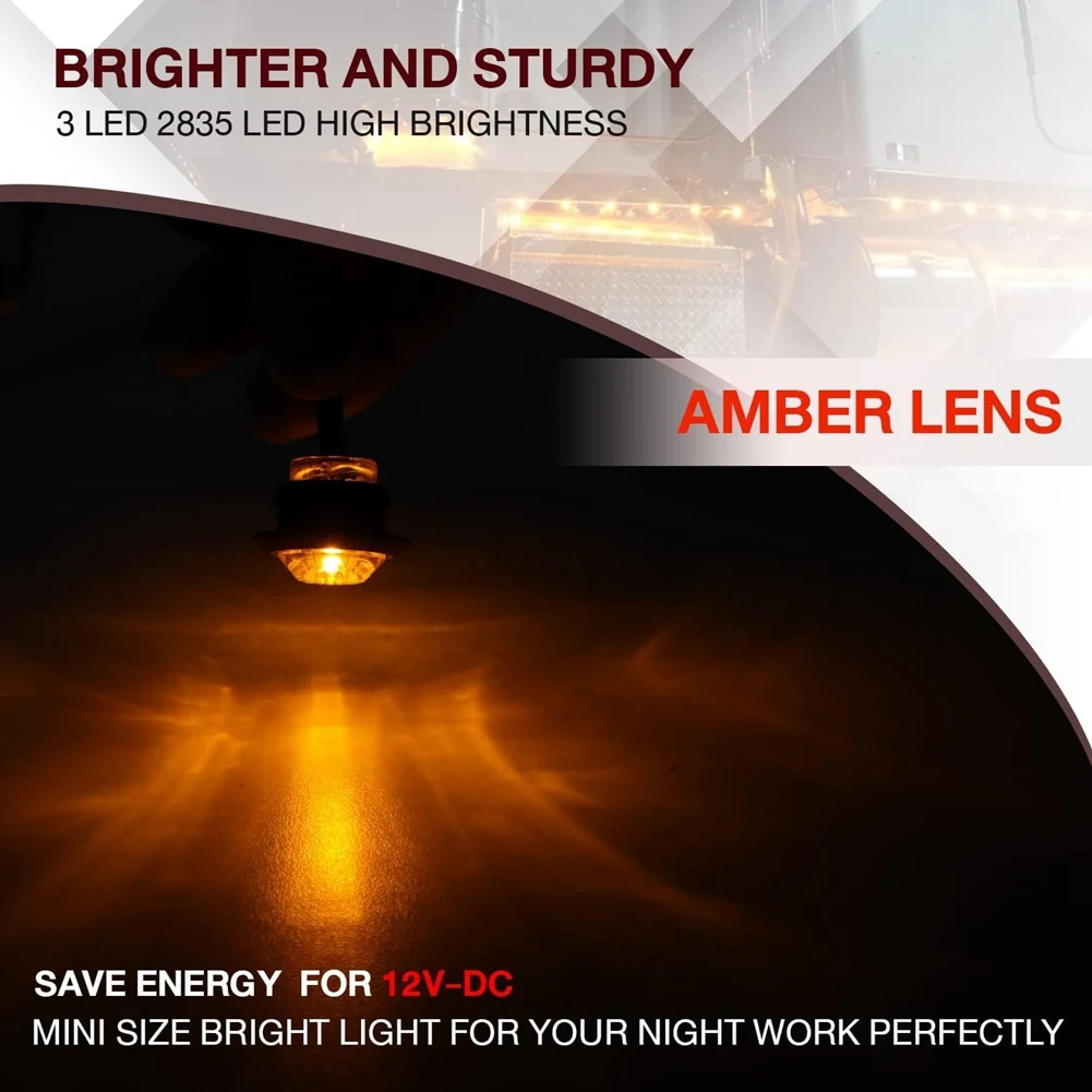 

Side Marker Lights For Trailer Truck SUV ATV RV Bus Signal Lamps Small Round Amber Lights
