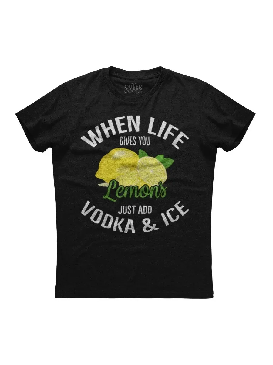 When Life Gives You Lemons Just Add Vodka & Ice Unisex Black Cotton T-Shirt