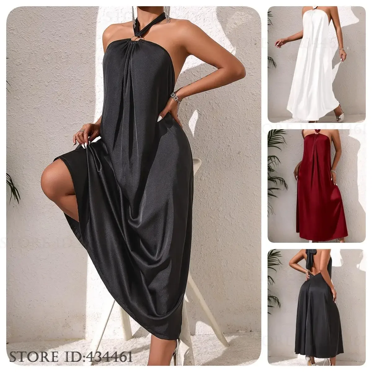 

Summer Femael Long Nighgown Home Dressing Gown Sexy Off Shoulder Nightdress Lingerie Loose Casual Silk Satin Loungewear Nighty