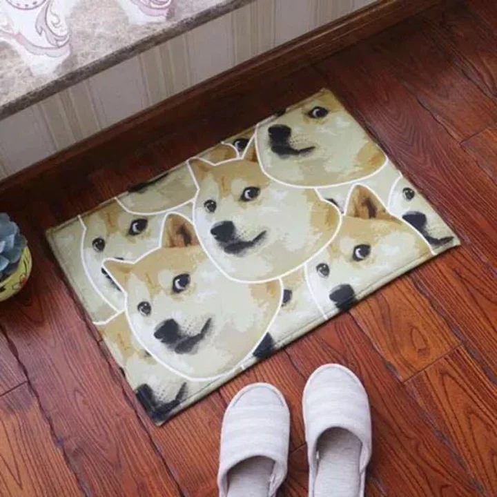Niedlicher Hund Meme bedruckte Fußmatte, lustiger Hund, Emojis-Teppich, Heimdekoration, Teppich, Schlafzimmer, Küche, Zuhause, rutschfeste Fußmatte