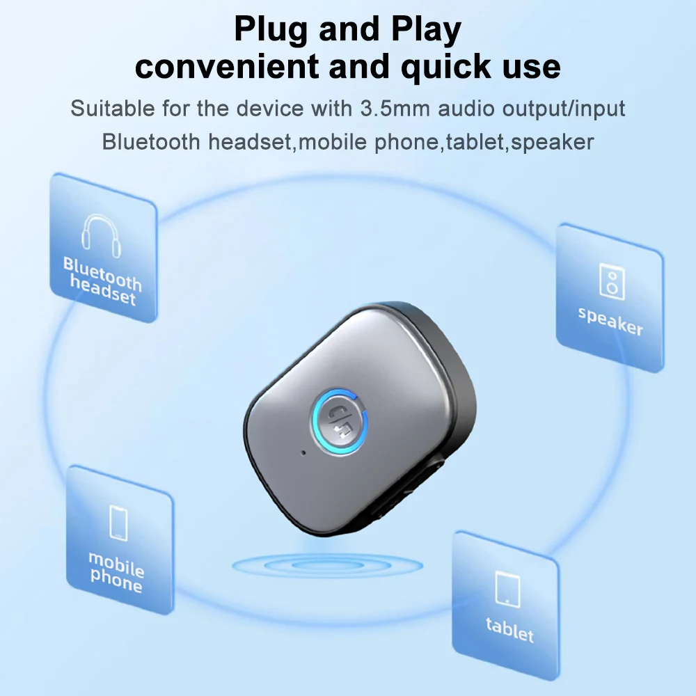 무선 블루투스 어댑터 오디오 음악 리시버, 스피커 헤드폰용, 핸즈프리 통화 자동차 키트, 블루투스 5.5 리시버 AUX 3.5mm